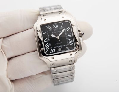Cartier Santos 316L Steel Imported 8215 Movement 47.5*39.8MM Black Dial Men Watch
